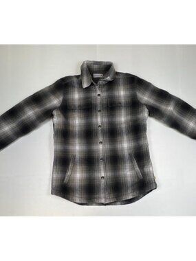 Carhartt Women's Hubbard Sherpa Lined Plaid Flannel Shirt Jacket Shadow Grey M